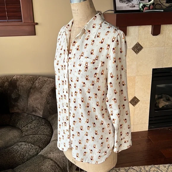 Ellen Tracy Fox motif shirt M - Picture 2 of 11